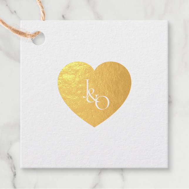 Étiquette-cadeau Couple de coeur mou Monogramme (Devant)