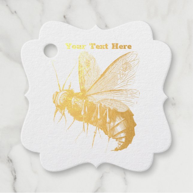 Étiquette-cadeau Crânes d'abeilles gothiques Déplaisants d'or sur l (Devant)