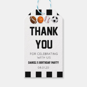 Étiquette cadeau d'anniversaire à thème sport Favo