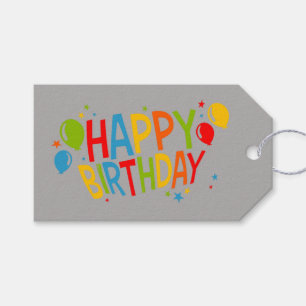 Étiquette cadeau d'anniversaire avec ballons