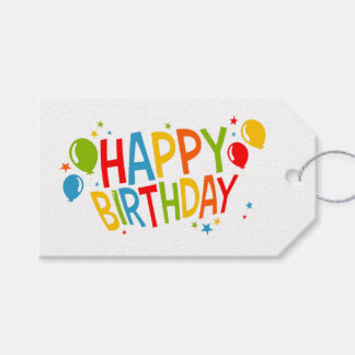 Étiquette cadeau d'anniversaire avec ballons