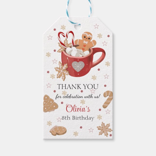 Étiquette cadeau d'anniversaire de Noël Red Mug (Devant)
