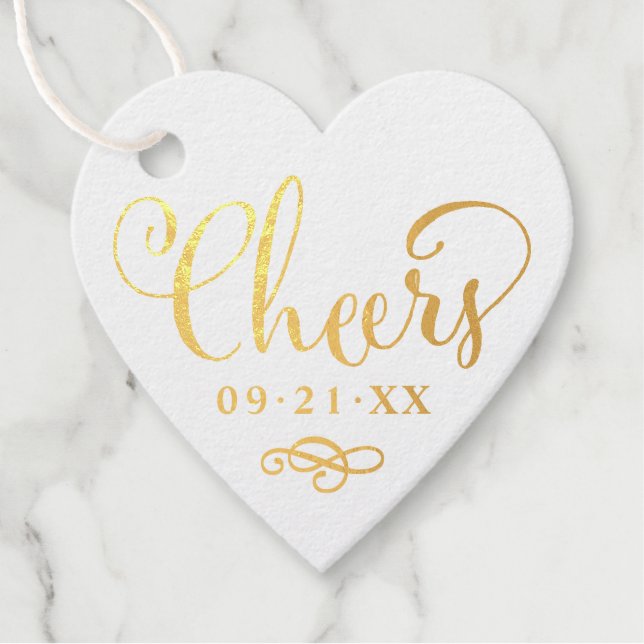 Étiquette-cadeau Date Mariage de script moderne (Devant)