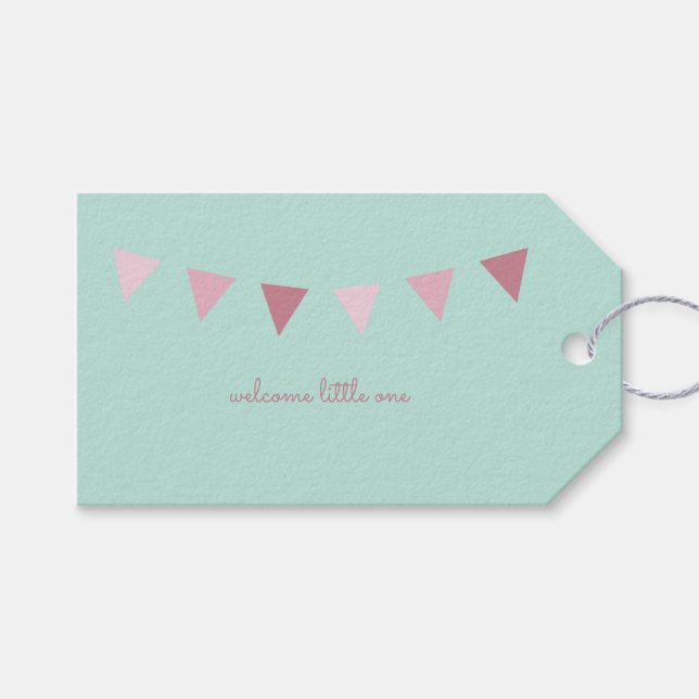 Étiquette cadeau de bienvenue Little One {Pink cla (Devant (Horizontal))