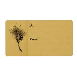 étiquette cadeau de branche de pin