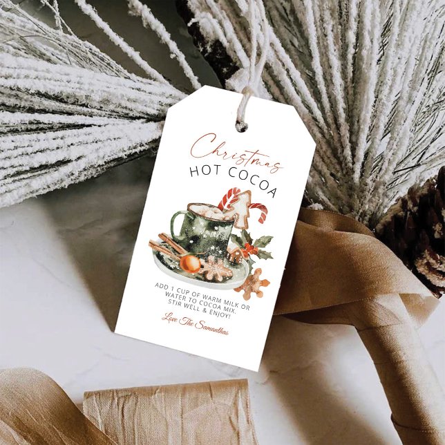 Étiquette cadeau de cacao chaud pour les fêtes (Créateur téléchargé)
