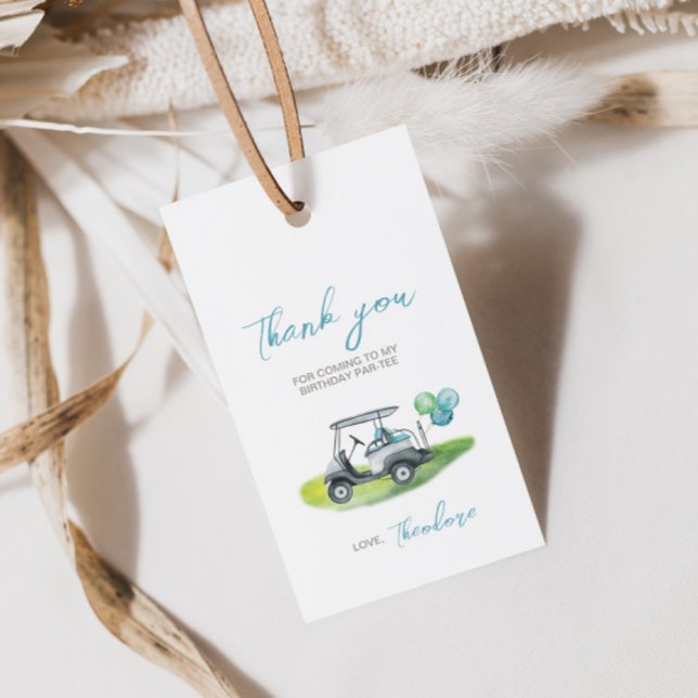 Étiquette cadeau de fête de golf miniature bleu (Créateur téléchargé)