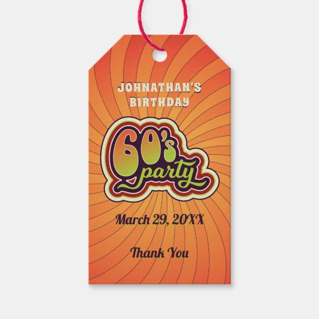 Étiquette cadeau de fête des années 60 super (Devant)