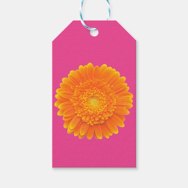 étiquette cadeau de fleur de marguerite orange (Devant)