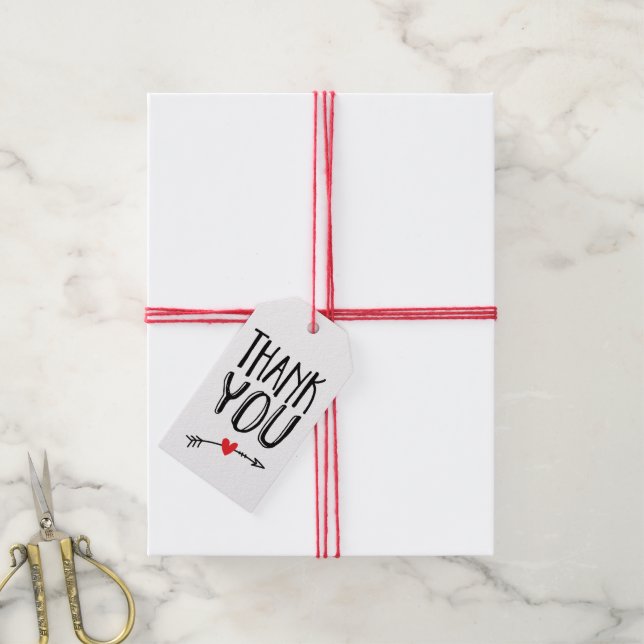 Étiquette cadeau de l'amour doux et de la flèche M (Avec de la ficelle)