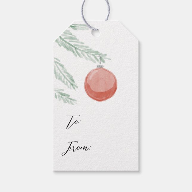 Étiquette cadeau de l'ornement rouge classique (Devant)