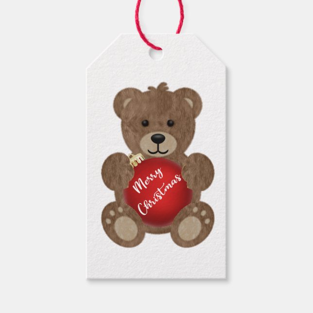 Étiquette cadeau de l'ours en peluche de Noël (Devant)