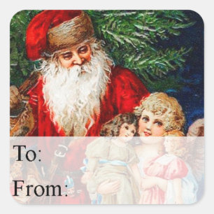 Étiquette cadeau de Noël à Père Noël vintage