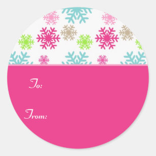 Étiquette cadeau de Noël Circle Étiquette //rose