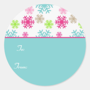 Étiquette cadeau de Noël Circle Étiquettes//Aqua