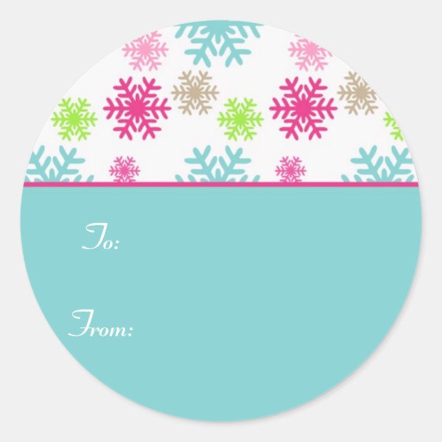 Étiquette cadeau de Noël Circle Étiquettes//Aqua (Devant)