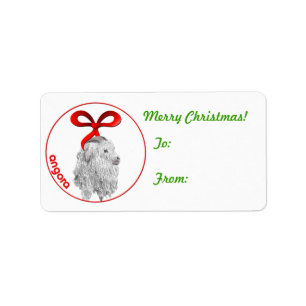 Étiquette cadeau de Noël de chèvre Angora