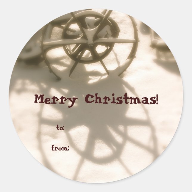 Étiquette cadeau de Noël de la roue du tracteur (Devant)