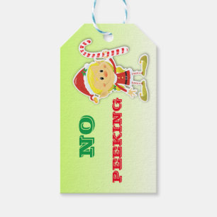 Étiquette cadeau de Noël Elf No Peeking