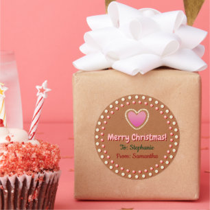 Étiquette cadeau de Noël Gingerpain de coeur