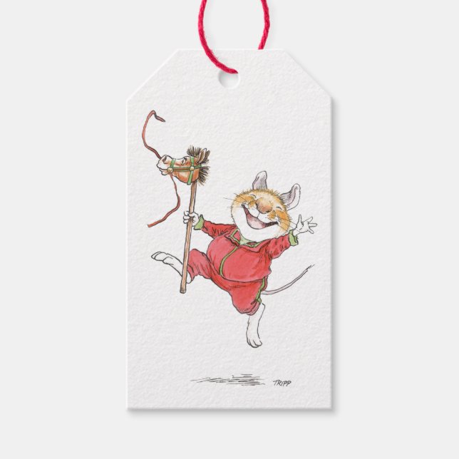 Étiquette cadeau de Noël Hobbyhorse Mouse (Devant)