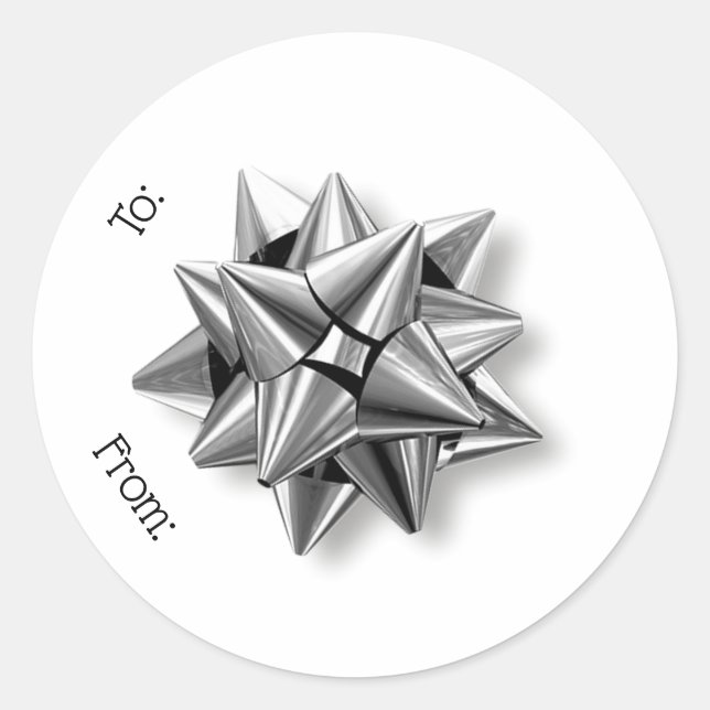 Étiquette cadeau de Noël Peel & Stick Bow Silver (Devant)