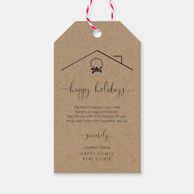 Étiquette cadeau de Noël Realtor pour clients (Devant)