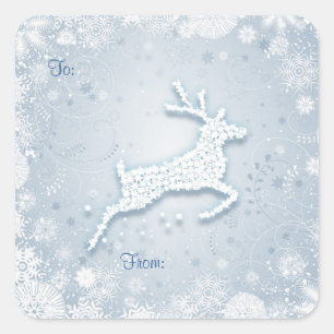 Étiquette cadeau de Noël Reindeer Snowflakes