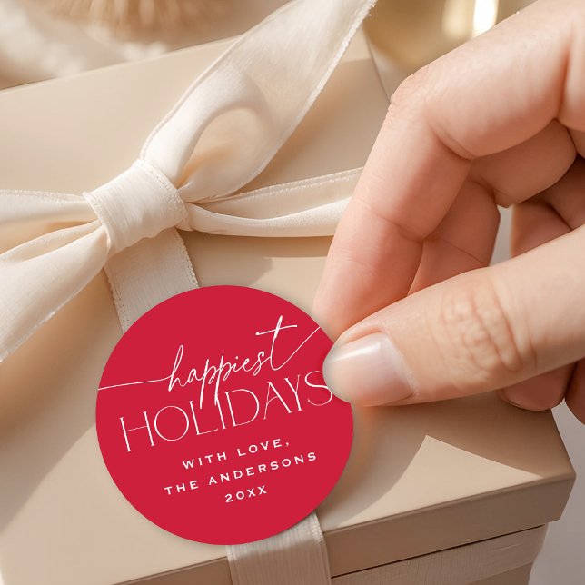 Étiquette cadeau de Noël rouge élégant pour les fê (Créateur téléchargé)
