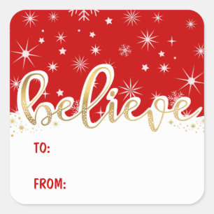 Étiquette cadeau de Noël rouge manuscrite