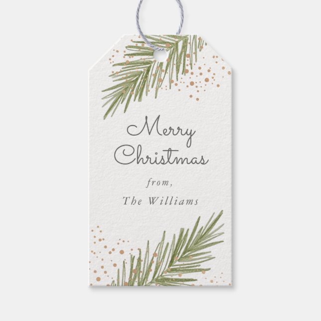 Étiquette cadeau de Noël Simple Pines (Devant)