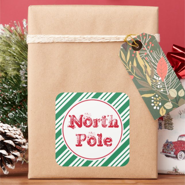 Étiquette cadeau de Noël Vert Pôle Nord (vacances)