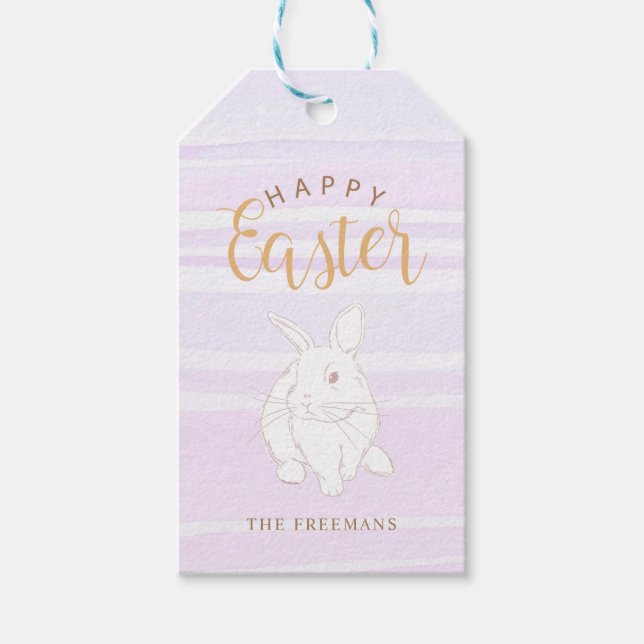 Étiquette cadeau de Pâques Lapin Pastel – Nom pers (Devant)