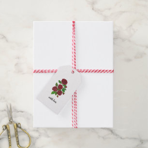 étiquette cadeau de roses rouges