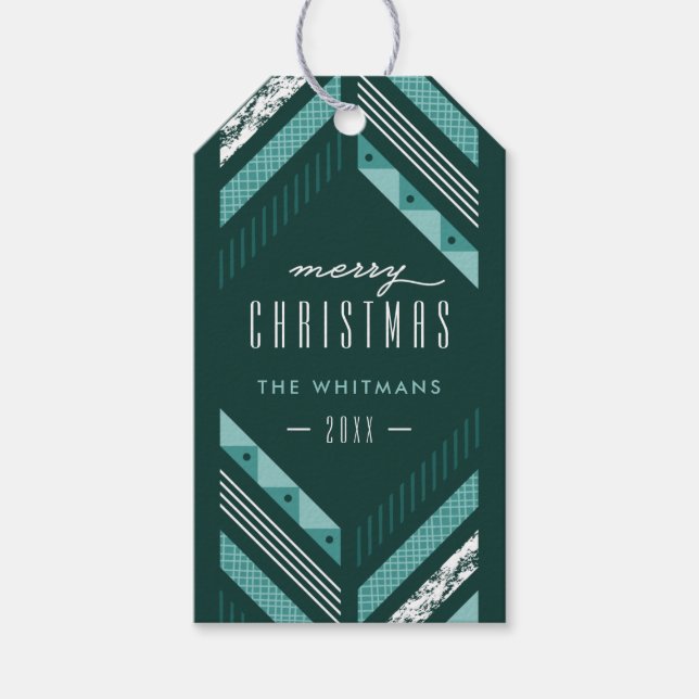 Étiquette cadeau de vacances à motif Herringbone - (Devant)