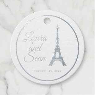 Étiquette-cadeau Décor mariage Eiffel Tower Silver Foil