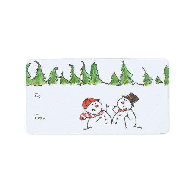 Étiquette Cadeau des Snowmen de vacances (Devant)