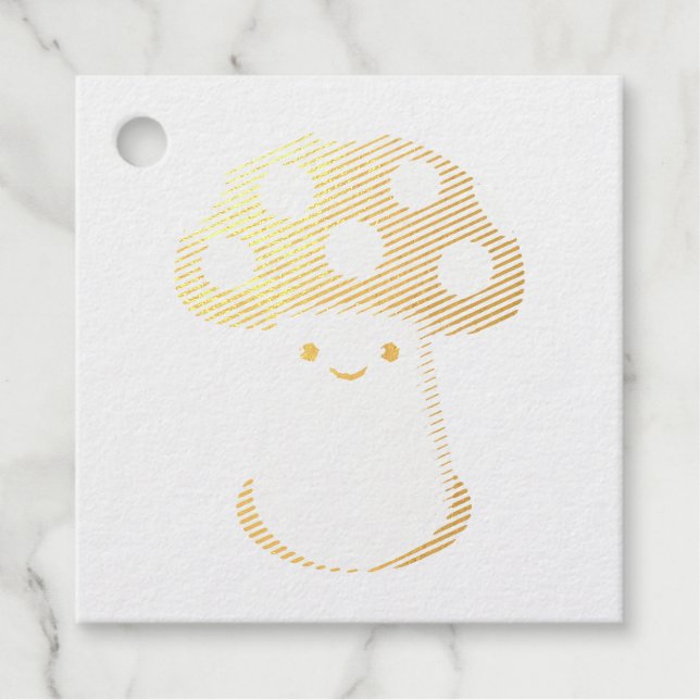 Étiquette-cadeau Dessin de champignons mignons (Devant)