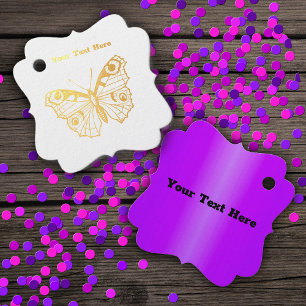 Étiquette-cadeau Dessin d'or de Dainty Joli papillon Monarque