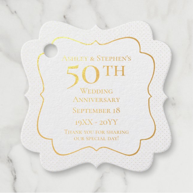 Étiquette-cadeau Élégant 50e anniversaire de Mariage Classy (Devant)