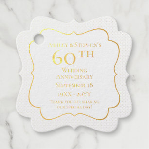 Étiquette-cadeau Élégant classique 60e anniversaire de Mariage