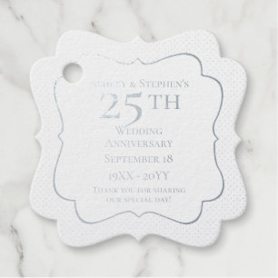 Étiquette-cadeau Élégant Classy 25e anniversaire de Mariage