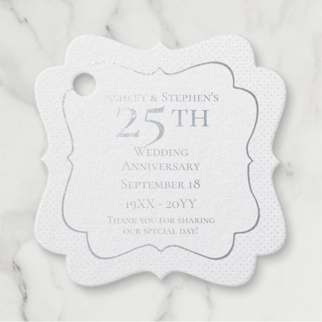 Étiquette-cadeau Élégant Classy 25e anniversaire de Mariage (Devant)