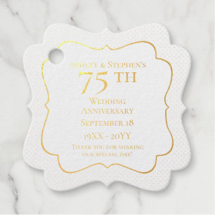 Étiquette-cadeau Élégant Classy 75ème Mariage Anniversaire Foil Fav