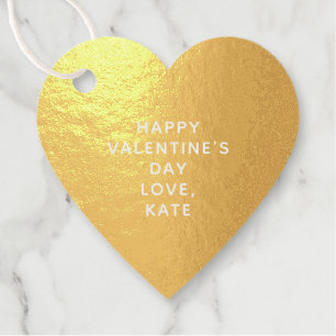 Étiquette-cadeau Elégant coeur d'or mignon coutume Saint Valentin