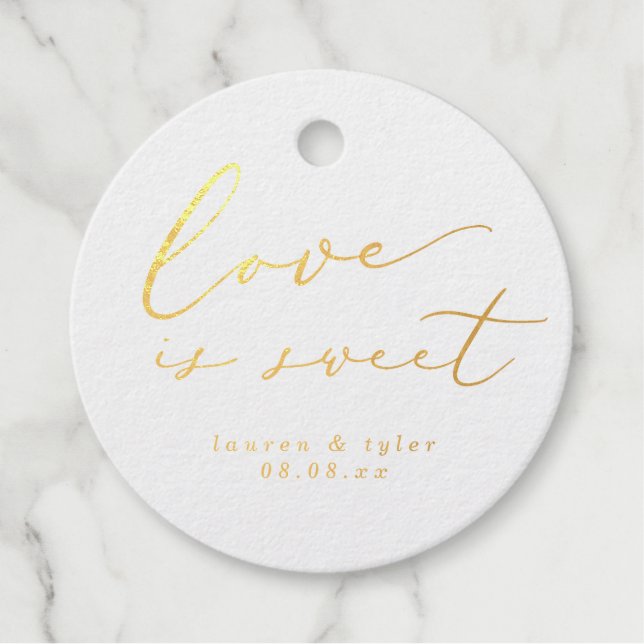 Étiquette-cadeau Elegant Love is Sweet Calligraphy Mariage (Devant)