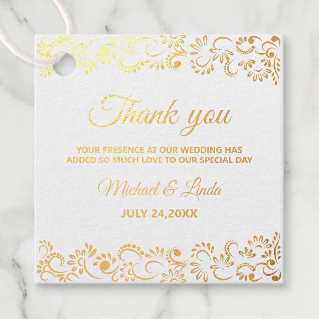 Étiquette-cadeau Élégant mariage floral simple (Devant)