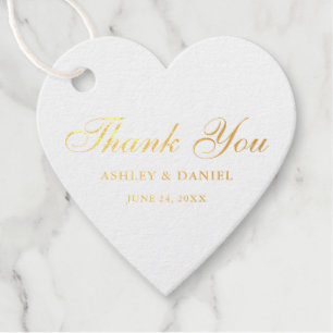 Étiquette-cadeau Élégant Mariage Merci Gold Foil