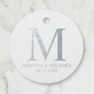 Étiquette-cadeau Élégant Mariage personnalisé à huile d'argent