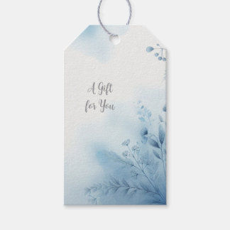 Étiquette Cadeau Élégante Aquarelle Florale Bleue